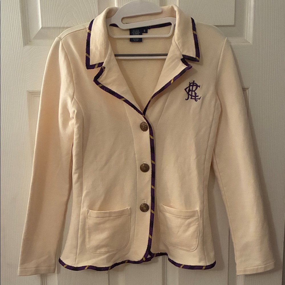 Ralph Lauren Cream Blazer with Purple Accents